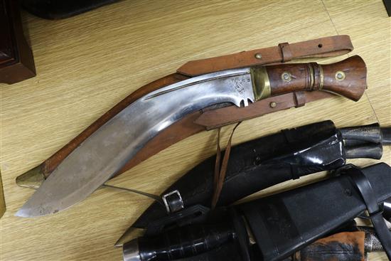 Seven Kukri and other knives